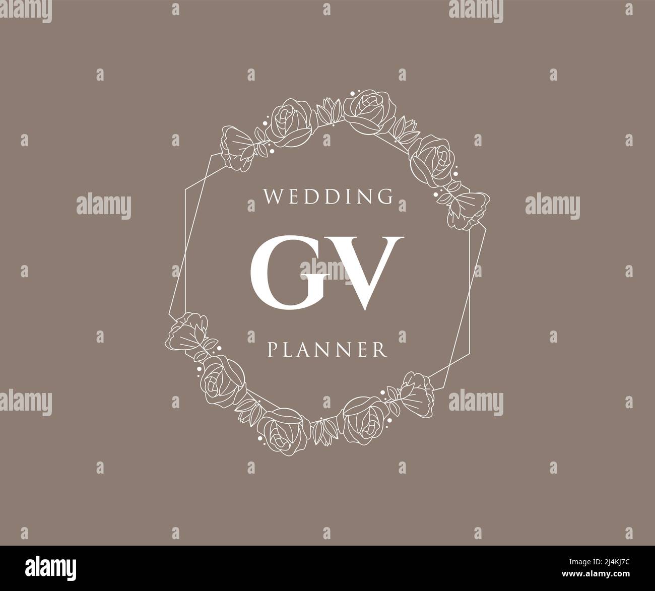GV iniziali lettera Wedding monogramma collezione loghi, disegnati a mano moderni minimalistici e modelli floreali per carte di invito, Salva la data, elegante Illustrazione Vettoriale