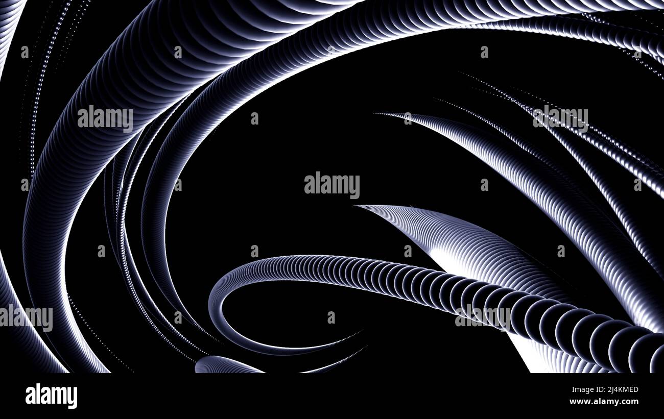 Enormi linee di luce dagli anelli in astrazione . Design. Lunghe linee con giochi di luce e creare un motivo vorticoso Foto Stock