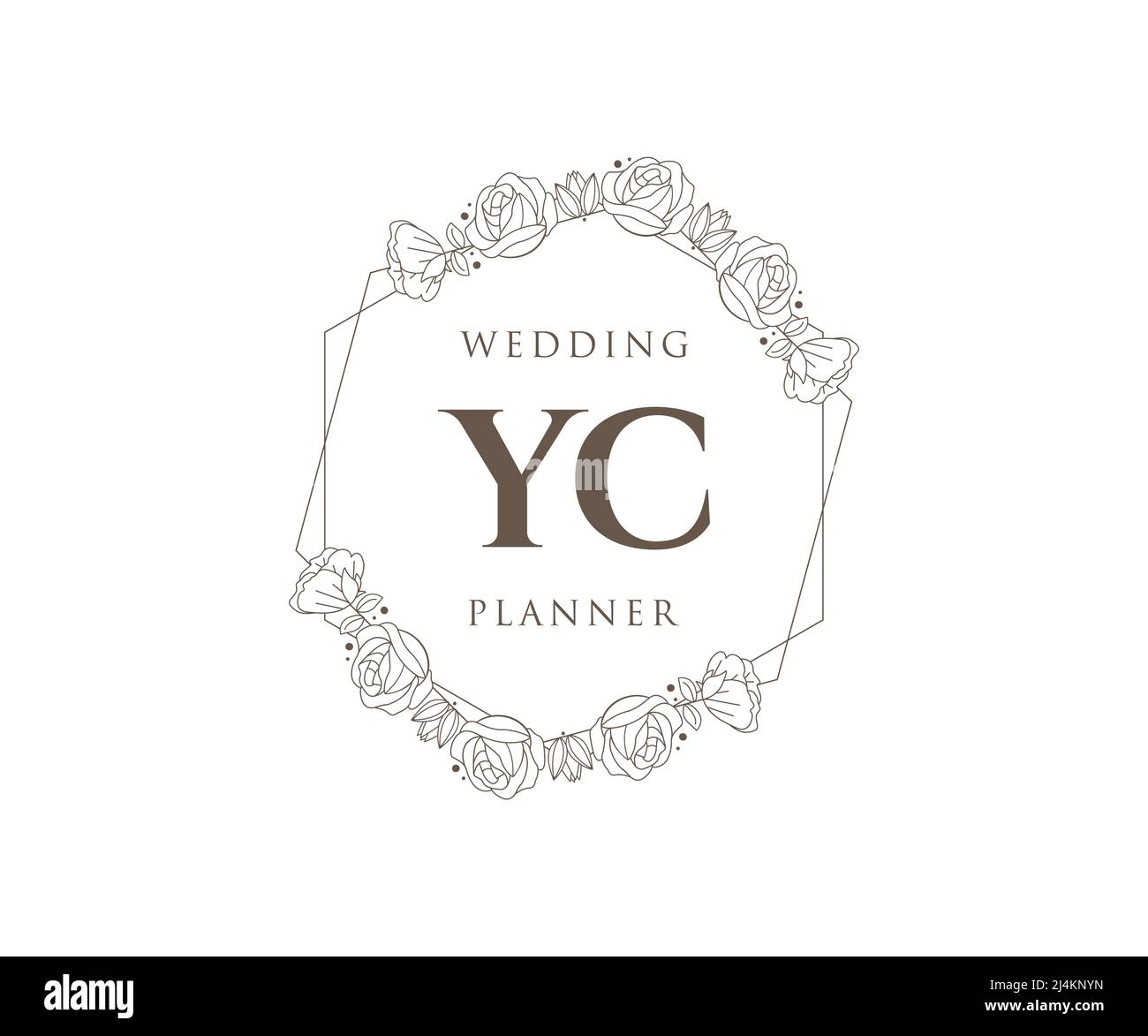 YC iniziali lettera matrimonio monogramma collezione loghi, a mano disegnata moderna minimalista e modelli floreali per carte di invito, Salva la data, elegante Illustrazione Vettoriale