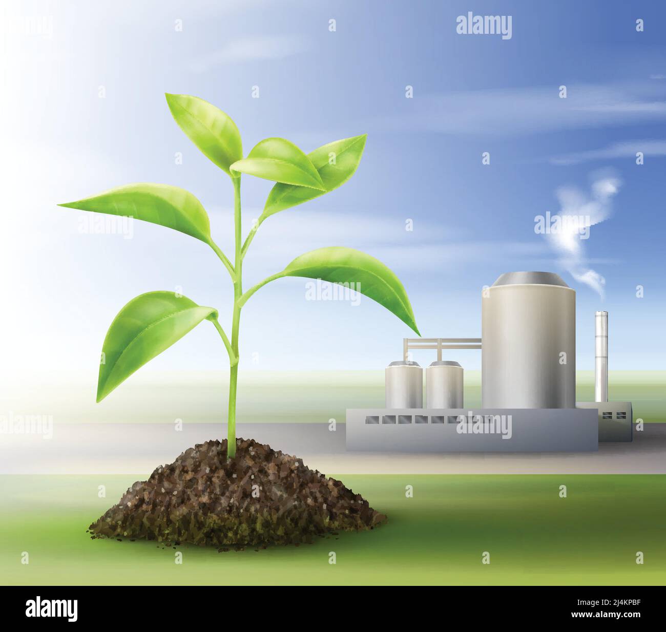 Concetto vettoriale di trattamento delle risorse naturali per i biocarburanti Illustrazione Vettoriale