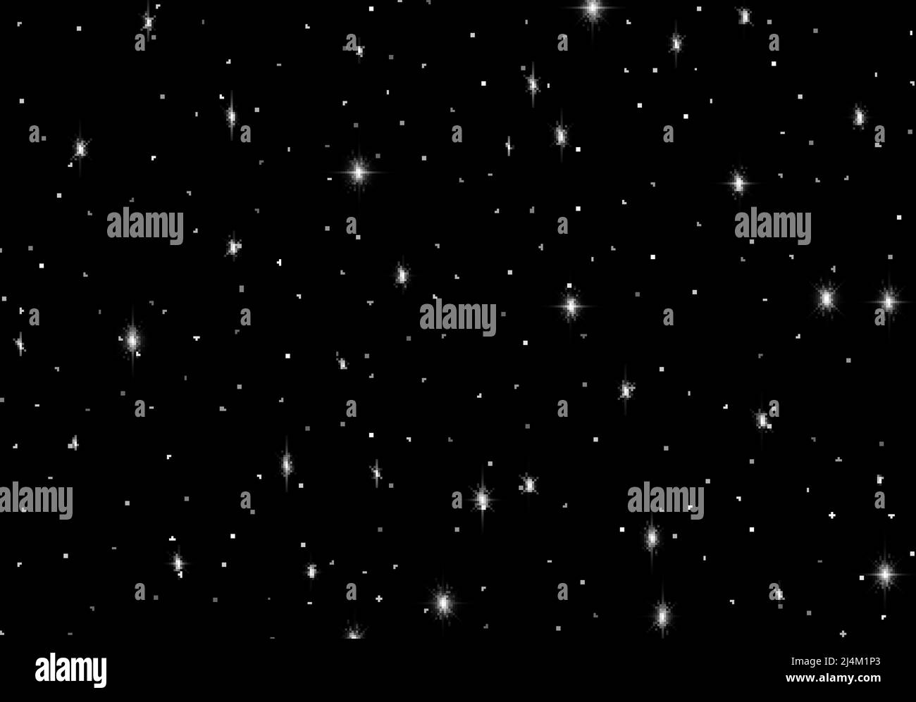 Sfondo astratto notturno stellato con stelle vettoriali sparse nel cielo nero Illustrazione Vettoriale
