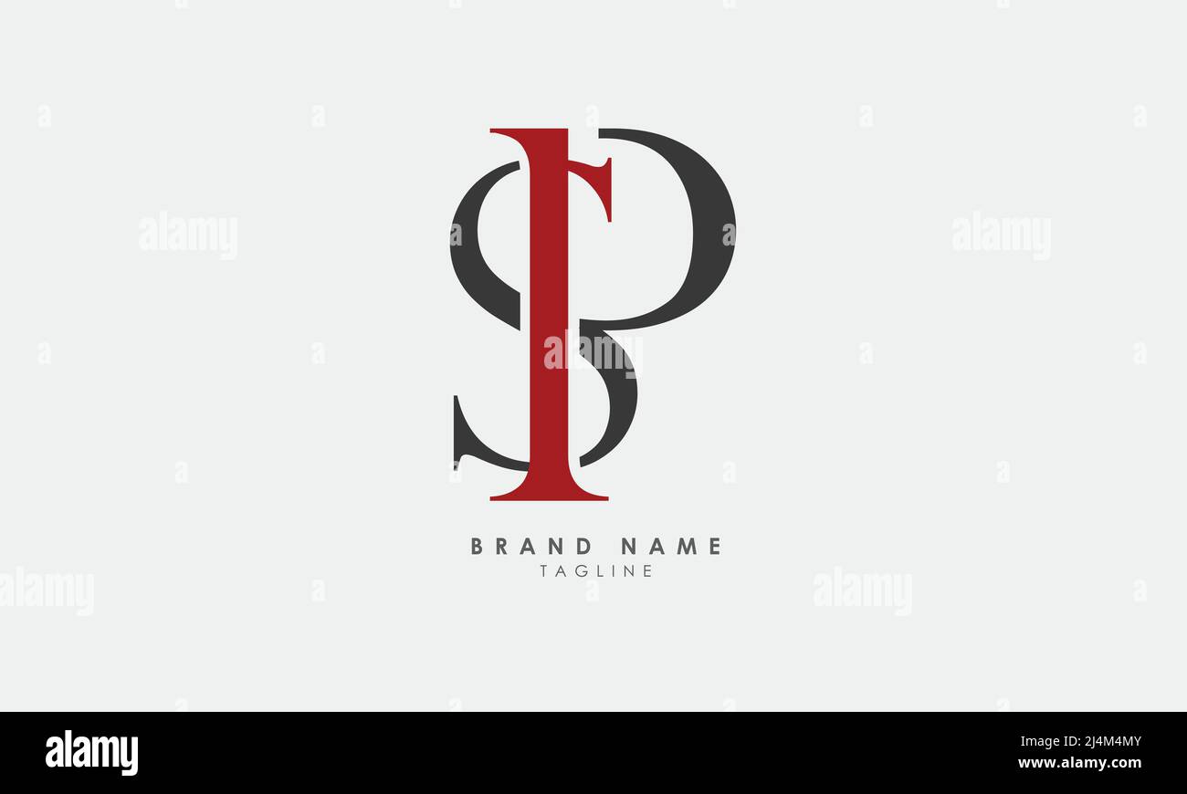 Lettere alfabetiche iniziali logo monogramma sp, PS, S e P. Illustrazione Vettoriale