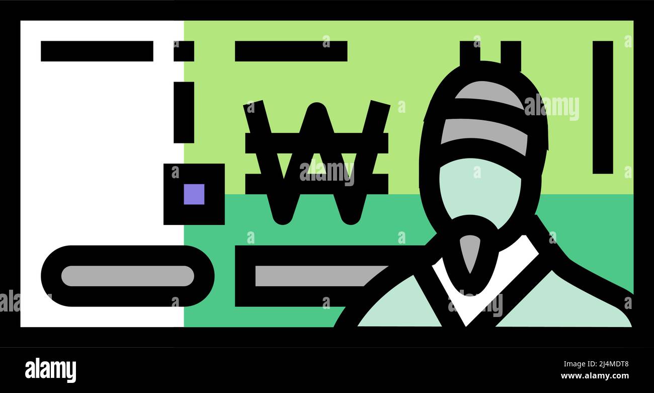 immagine vettoriale dell'icona a colori won krw Illustrazione Vettoriale