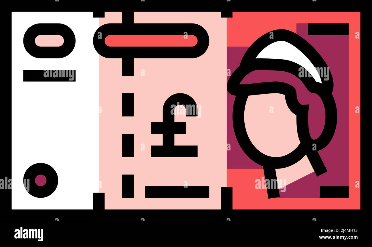 immagine vettoriale dell'icona a colori in sterline britanniche Illustrazione Vettoriale