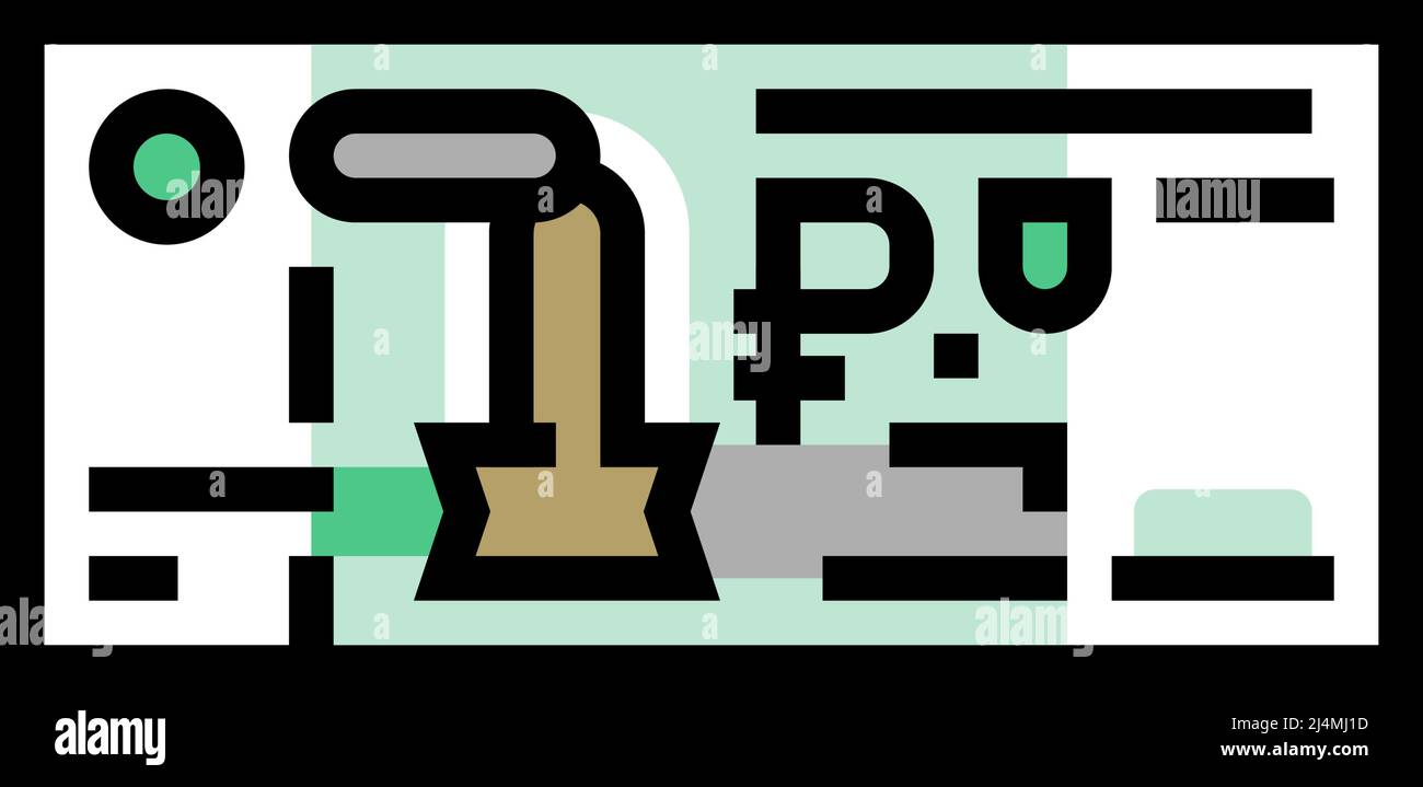 illustrazione vettoriale dell'icona del colore ruble rub Illustrazione Vettoriale