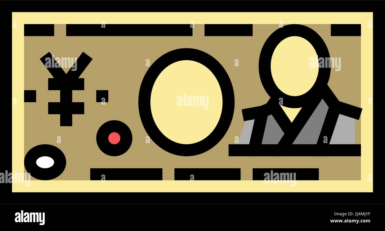 illustrazione vettoriale dell'icona del colore jpy yen Illustrazione Vettoriale