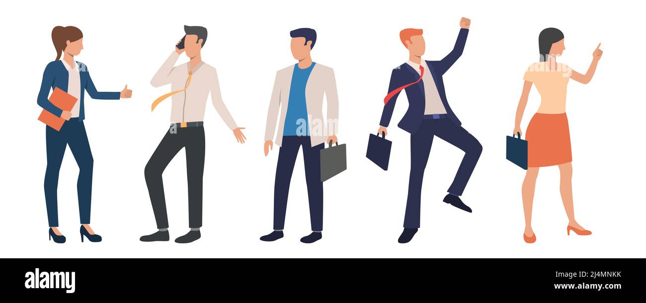 Insieme di dirigenti aziendali di successo. Gruppo di entusiasti uomini d'affari che concludono gli affari e celebrano il successo. È possibile utilizzare l'illustrazione vettoriale per Illustrazione Vettoriale