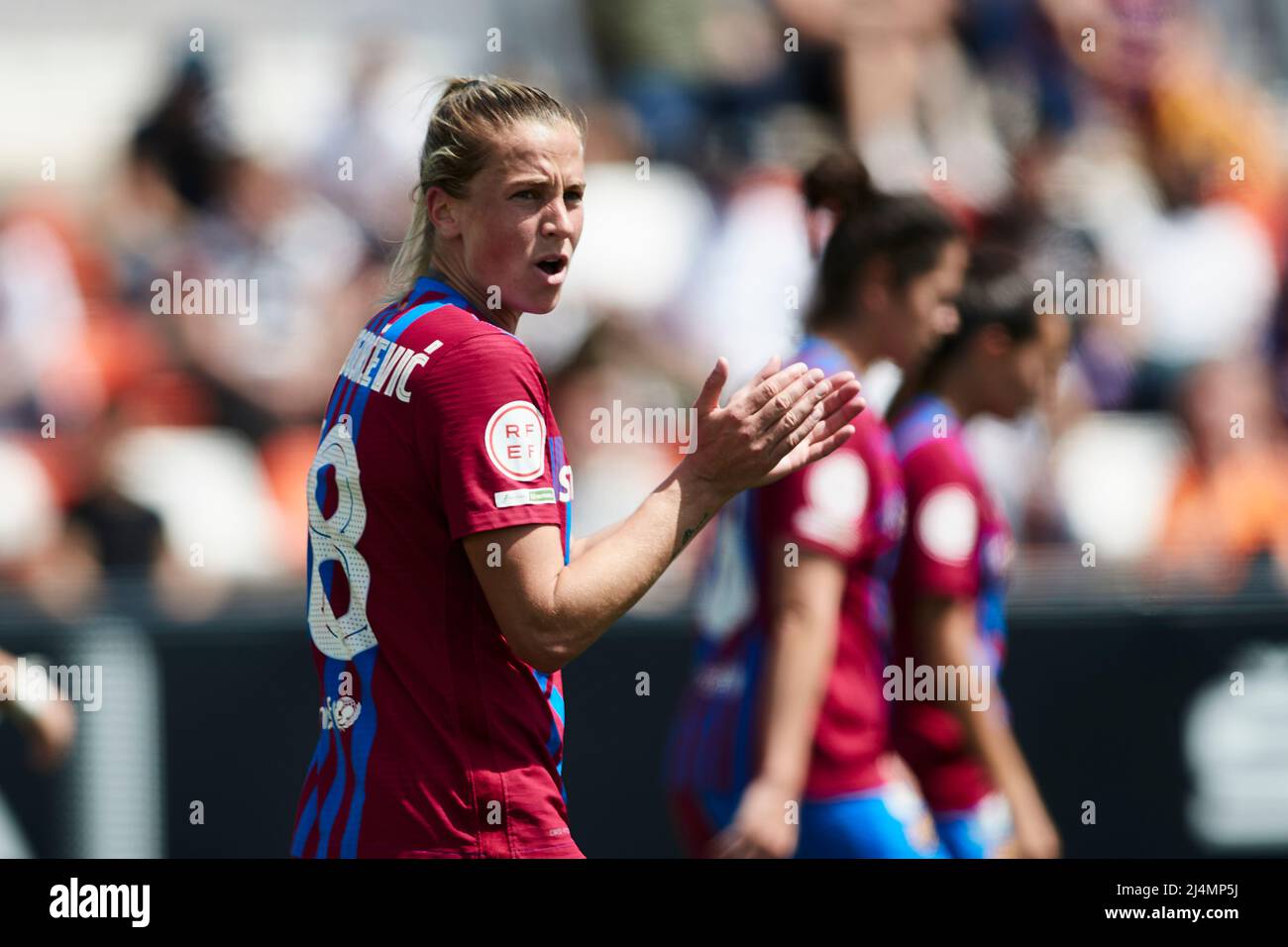 16th aprile 2022; Estadio Antonio Puchades, Valencia, Spagna; la Liga Iberdrola football, Valencia CF versus FC Barcelona; Liga Iberdrola; Marta Torre Foto Stock