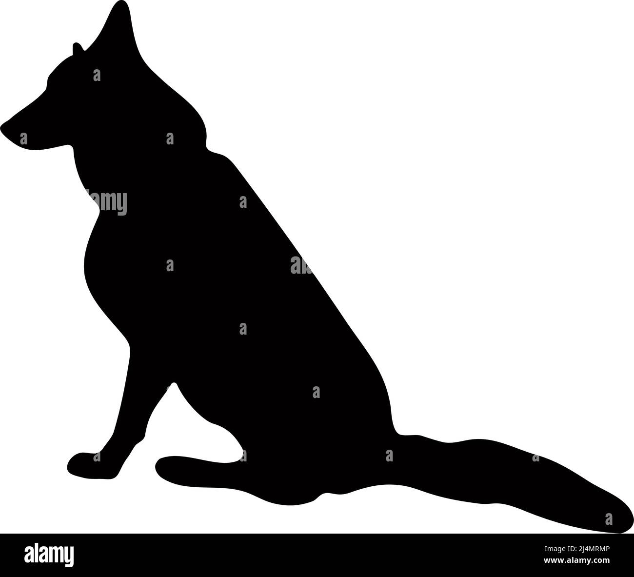 Silhouette nera di un cane su sfondo bianco. Immagine vettoriale. Illustrazione Vettoriale