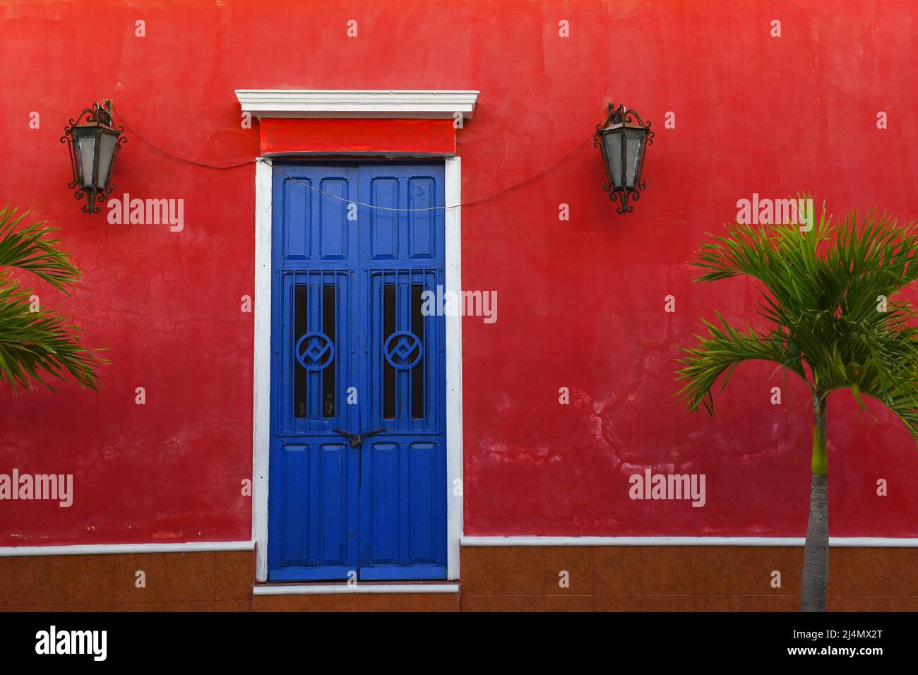 Dettagli di una facciata casa, Merida Messico Foto Stock