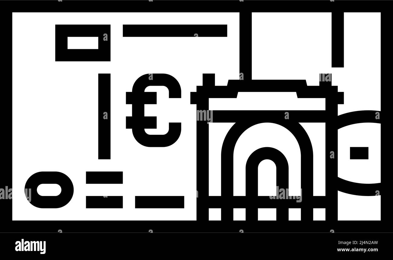 illustrazione vettoriale dell'icona della linea euro Illustrazione Vettoriale