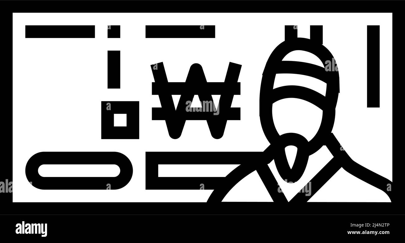 immagine vettoriale con icona di linea won krw Illustrazione Vettoriale