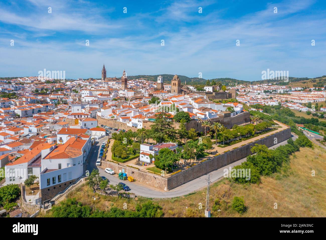 Veduta aerea di Jerez de los Caballeros in Spagna Foto Stock