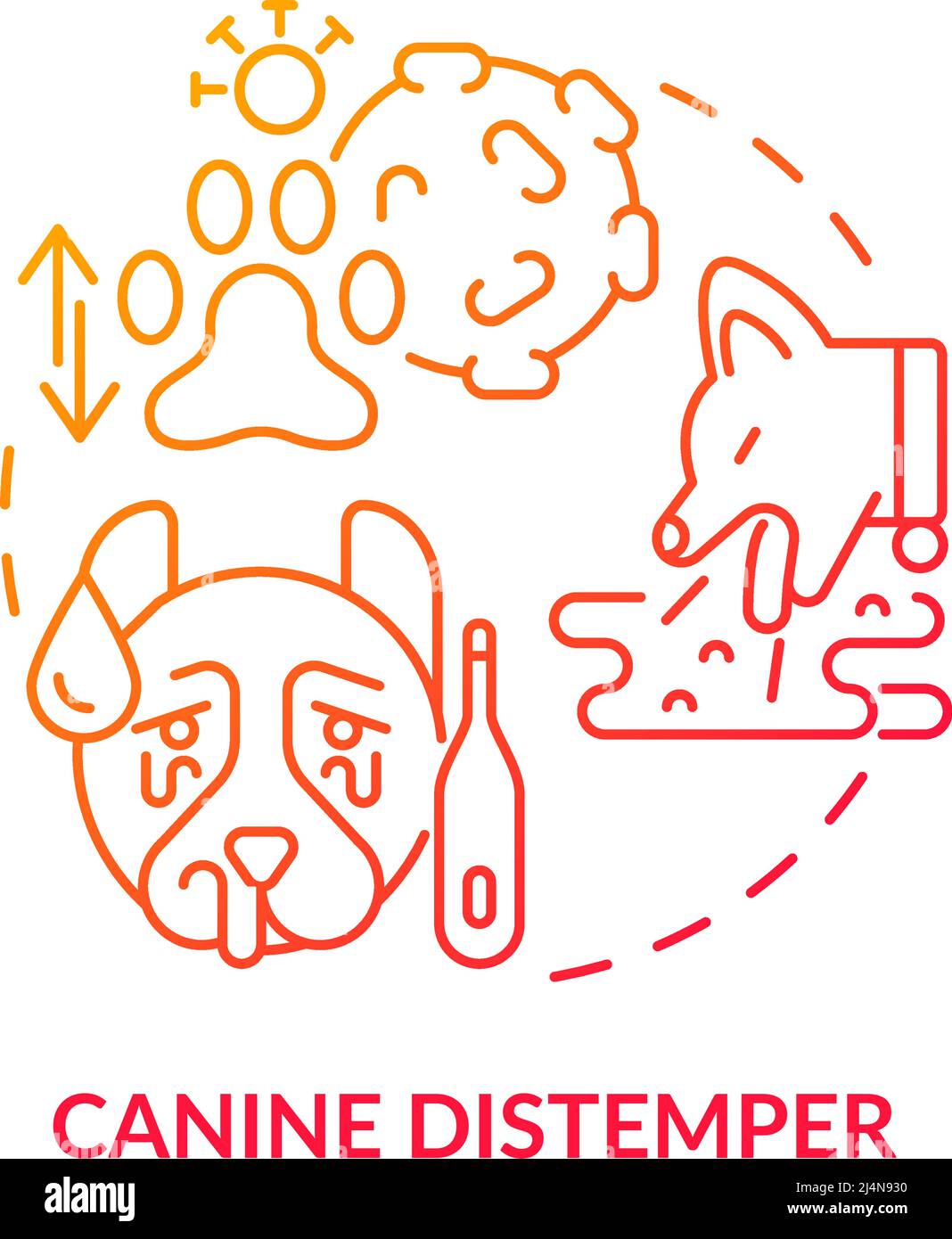 Icona del concetto di gradiente rosso per il distematore canino Illustrazione Vettoriale