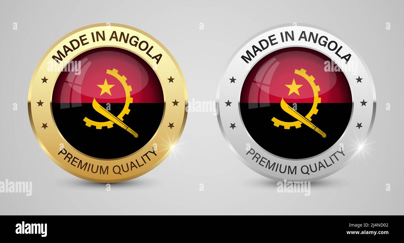 Realizzato in set di etichette e grafica in Angola. Alcuni elementi di impatto per l'uso che si desidera fare di esso. Illustrazione Vettoriale