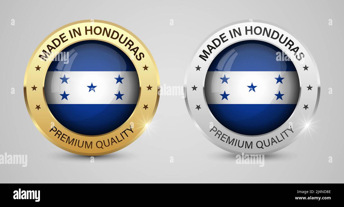 Realizzato in Honduras grafica ed etichette set. Alcuni elementi di impatto per l'uso che si desidera fare di esso. Illustrazione Vettoriale