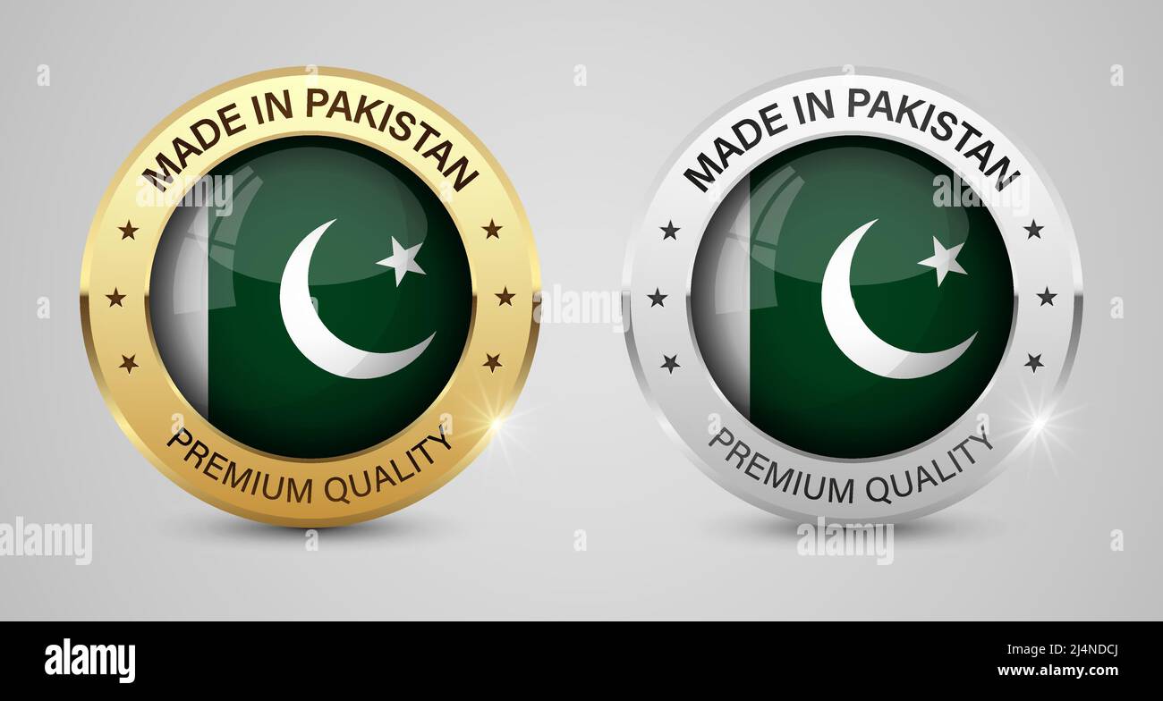 Prodotto in Pakistan grafica ed etichette set. Alcuni elementi di impatto per l'uso che si desidera fare di esso. Illustrazione Vettoriale