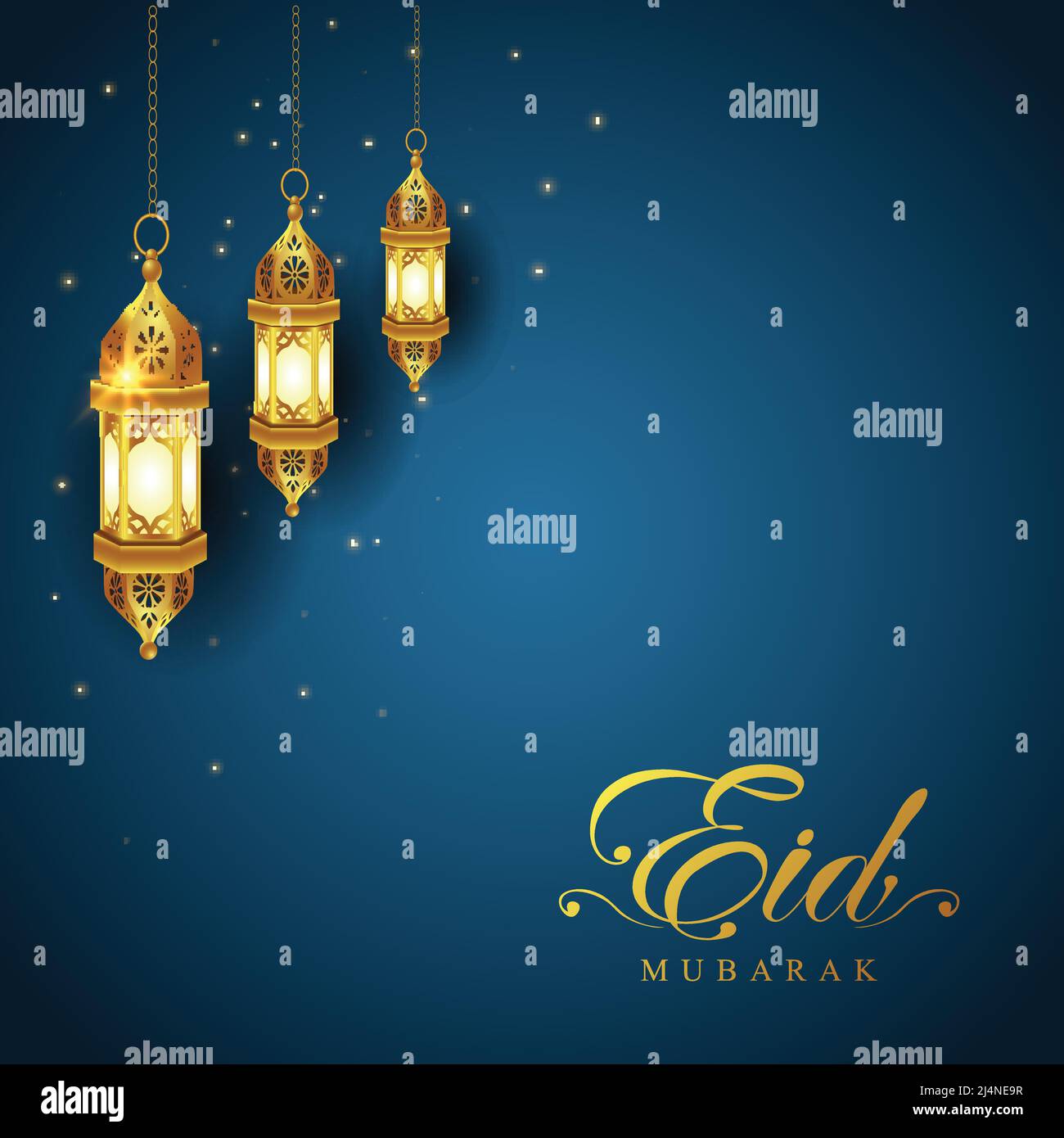 Crescent Islamic con Lanterna a chiodatura per Ramadan Kareem e eid mubarak. Motivo della Luna di mezzo dorato,illustrazione background.Vector Illustrazione Vettoriale