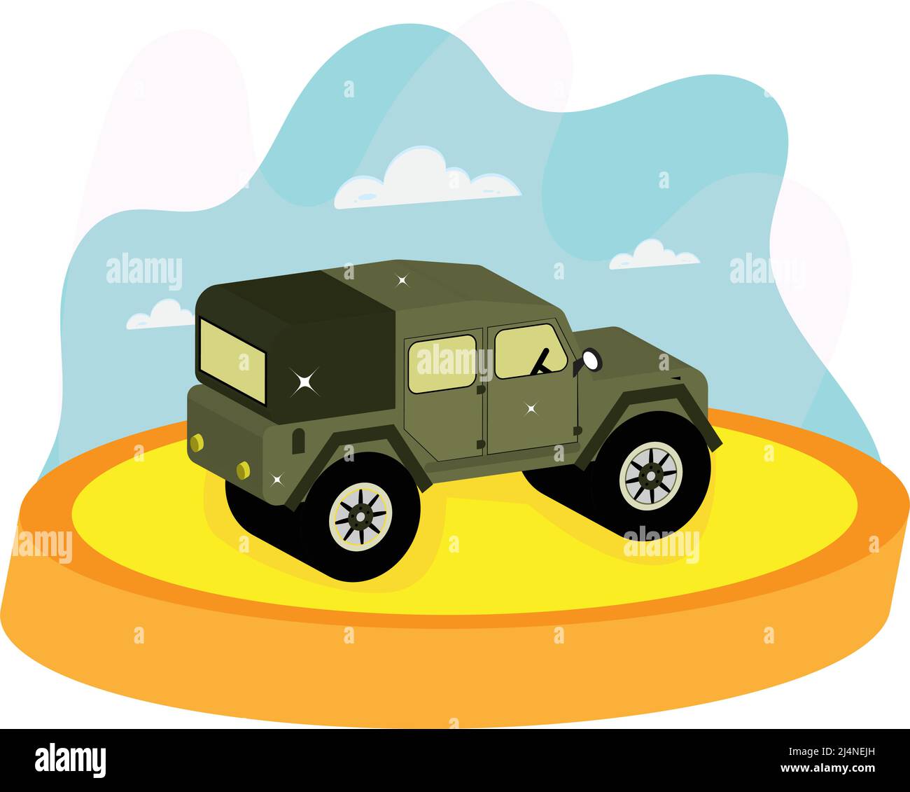 Isolato 3D rendering di un vettore jeep verde Illustrazione Vettoriale