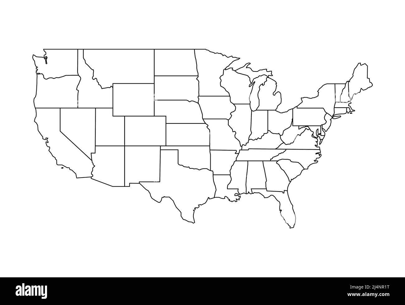 Mappa vettoriale nera degli Stati Uniti Illustrazione Vettoriale
