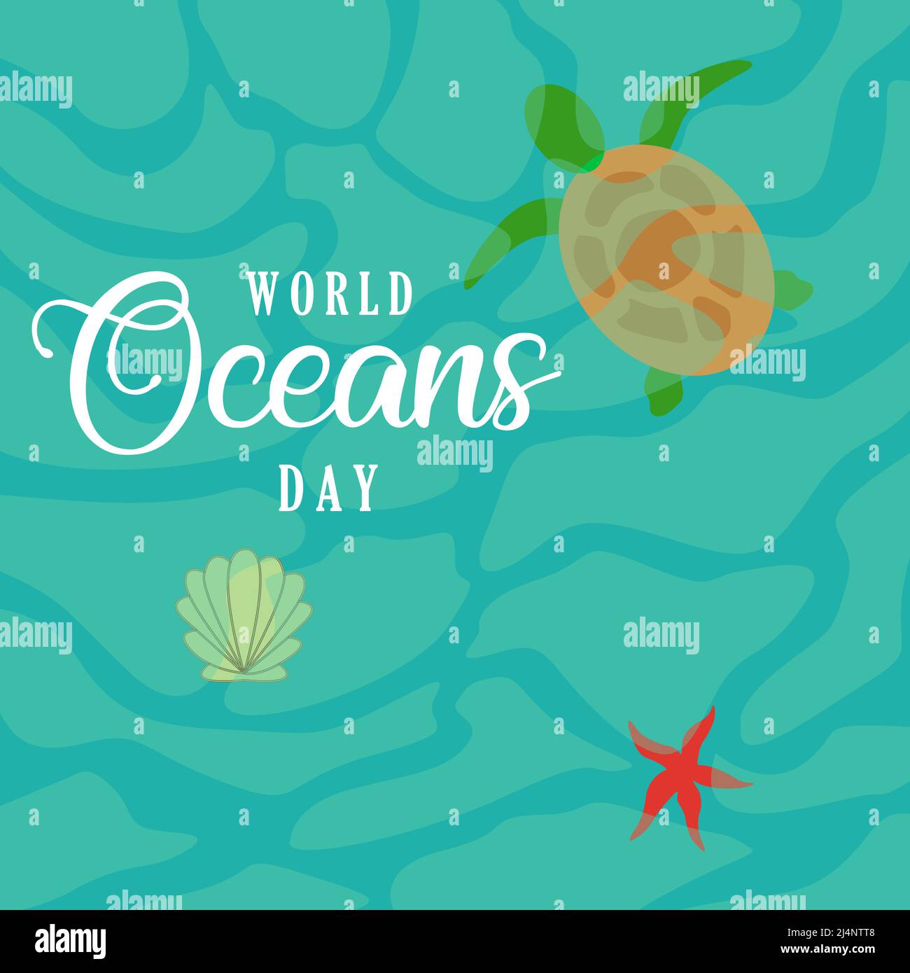 Poster del giorno degli oceani del mondo Illustrazione Vettoriale