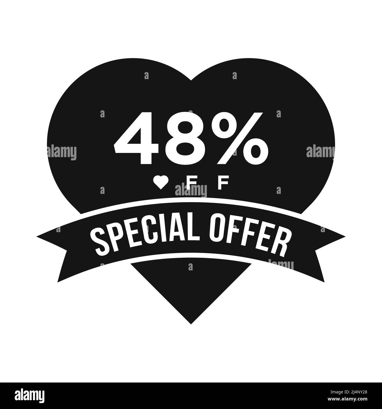 Banner promozionale sconto del 48%. Offerta Speciale, evento, Offerta San Valentino, modello vettoriale etichetta sconto vacanze Illustrazione Vettoriale