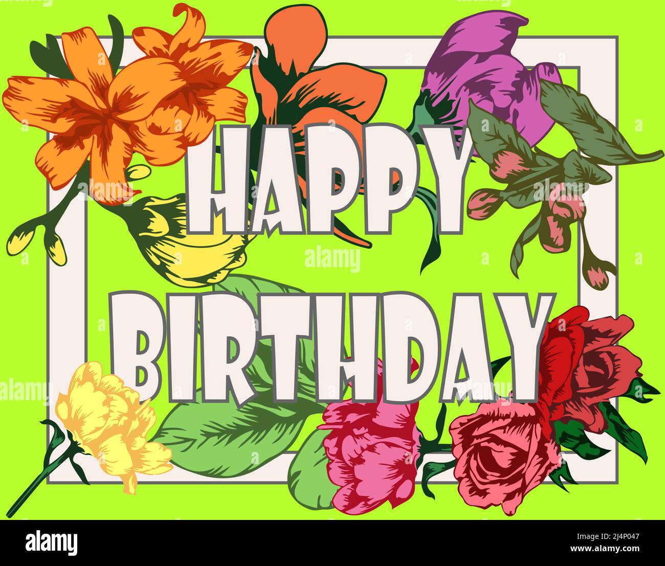 Carta di compleanno con fiori Immagini Vettoriali Stock - Alamy