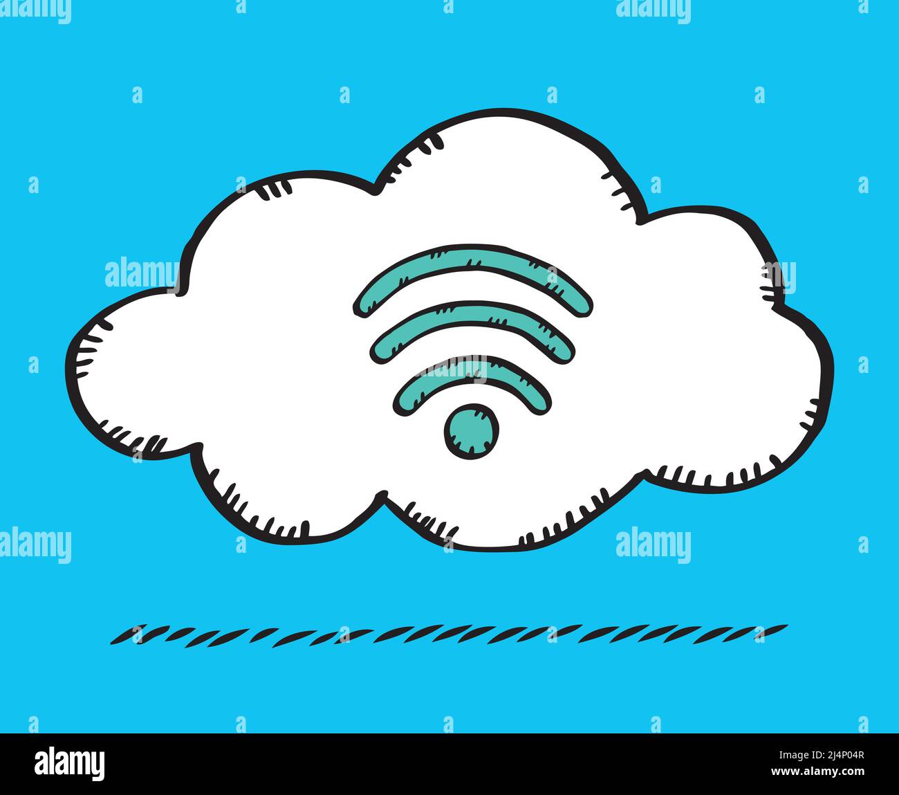 Illustrazione vettoriale di una connessione cloud con l'icona wifi. Illustrazione Vettoriale