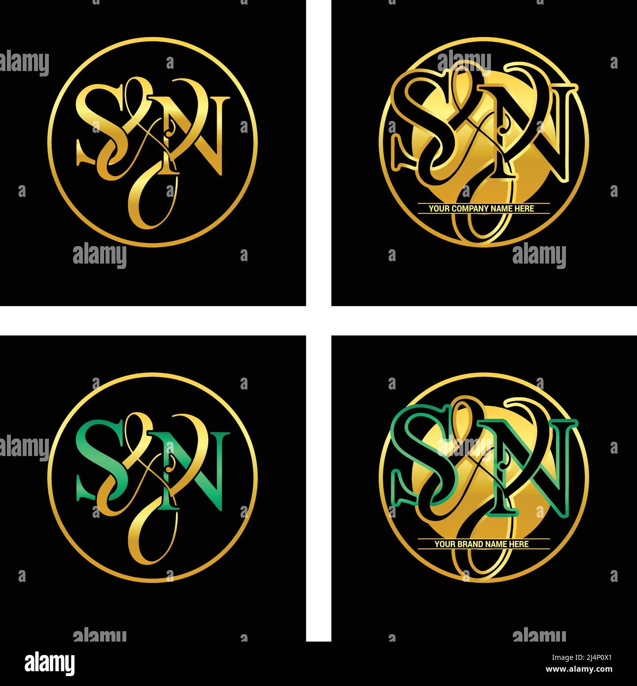 : Pack di SYN S&N SN Beauty Vector Initial logo design gratis per il download Illustrazione Vettoriale