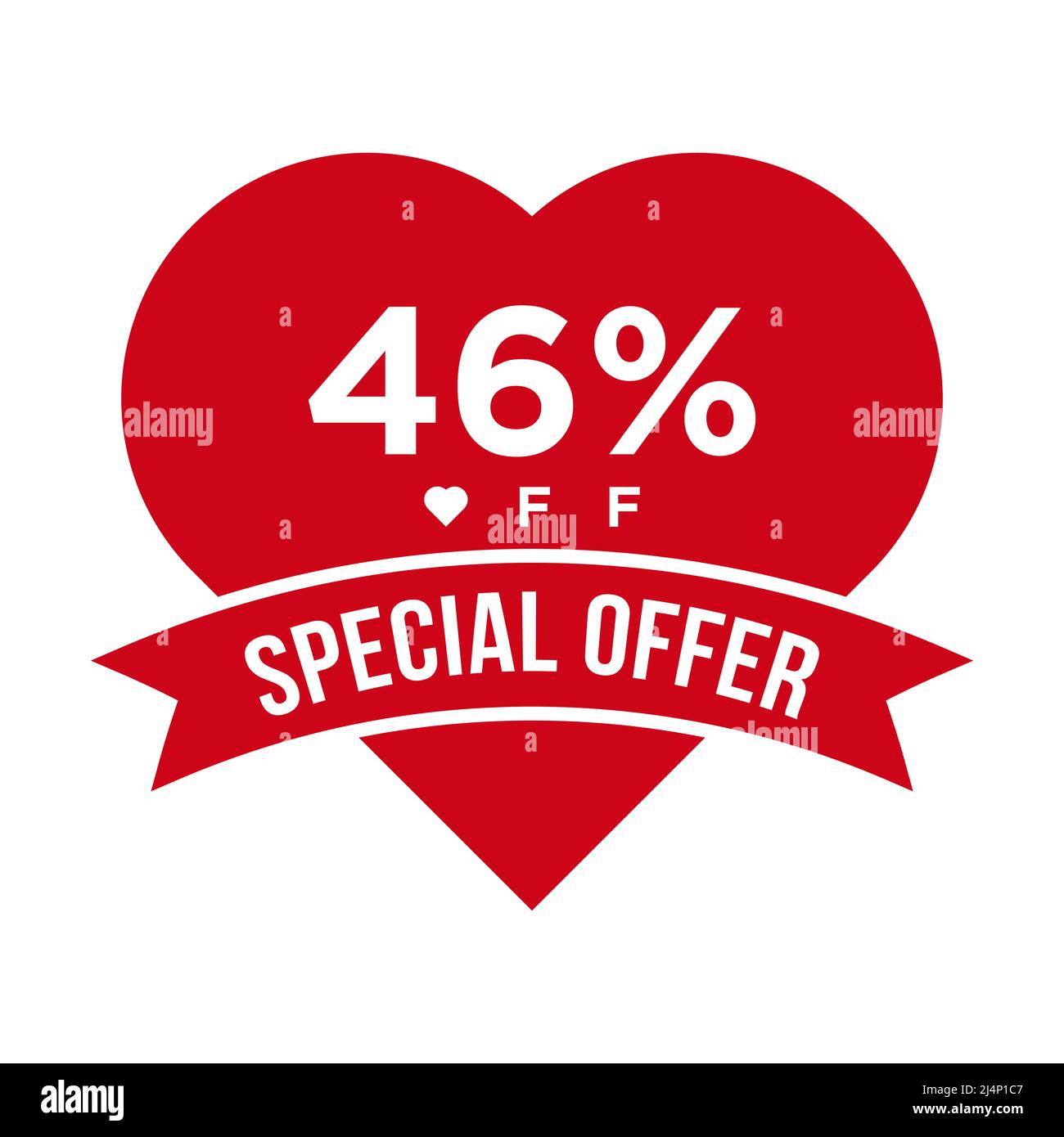 Banner promozionale sconto del 46%. Offerta Speciale, evento, Offerta San Valentino, modello vettoriale etichetta sconto vacanze Illustrazione Vettoriale