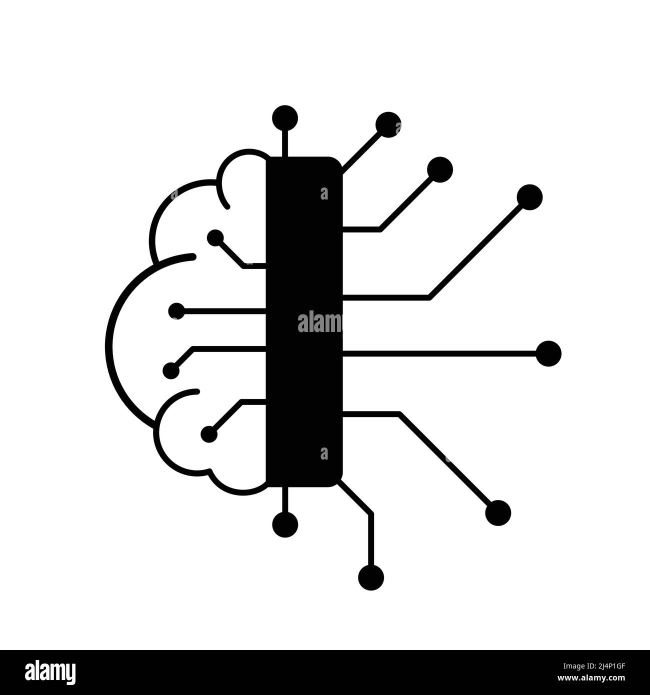Concetto di intelligenza artificiale, connessione neurone con chip, illustrazione vettoriale Illustrazione Vettoriale