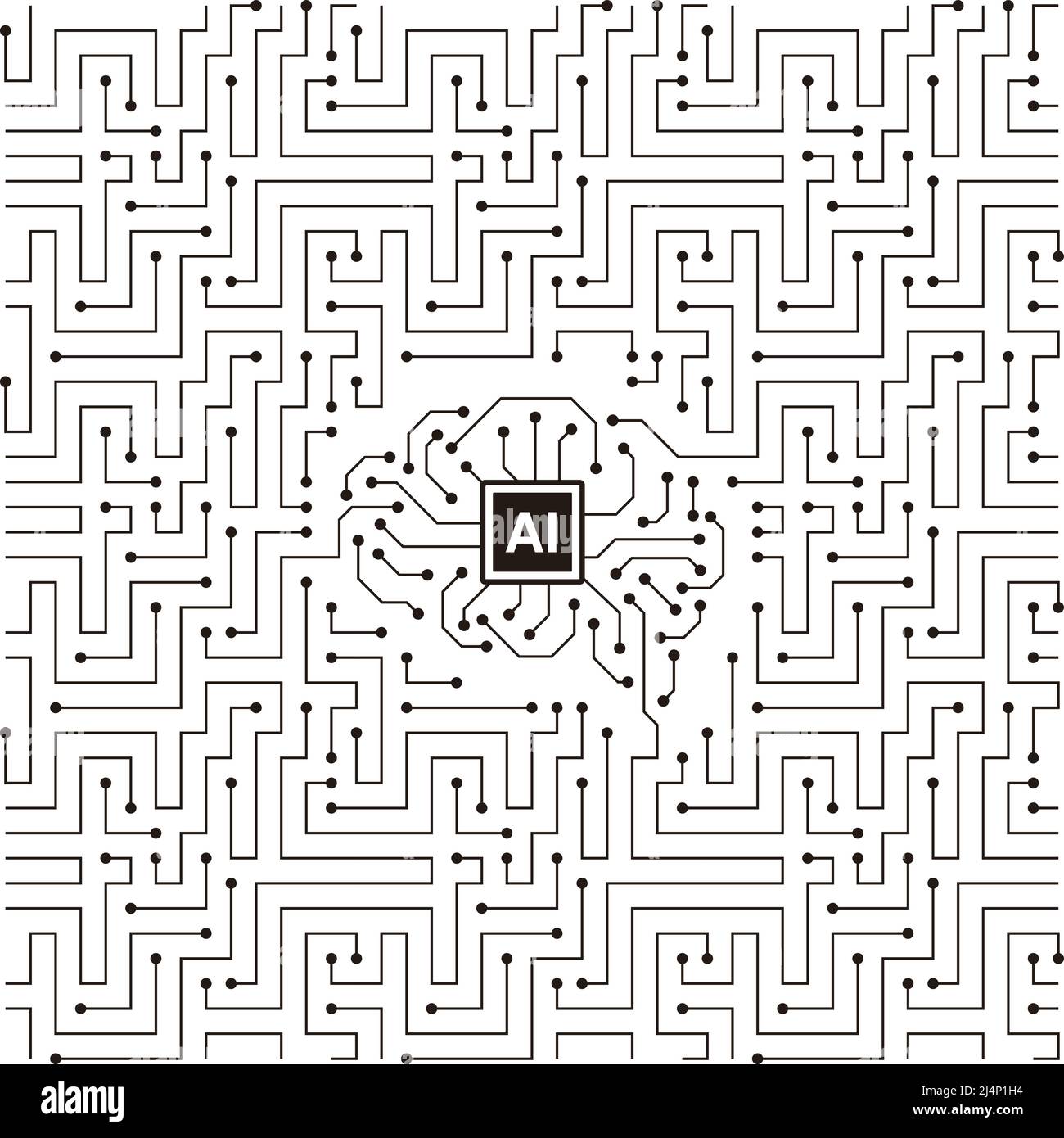 Trama del circuito stampato sfondo, come labirinto, pattern senza giunture Illustrazione Vettoriale