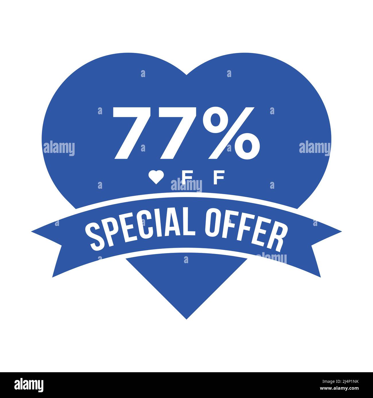 Banner promozionale sconto del 77%. Offerta Speciale, evento, Offerta San Valentino, modello vettoriale etichetta sconto vacanze Illustrazione Vettoriale