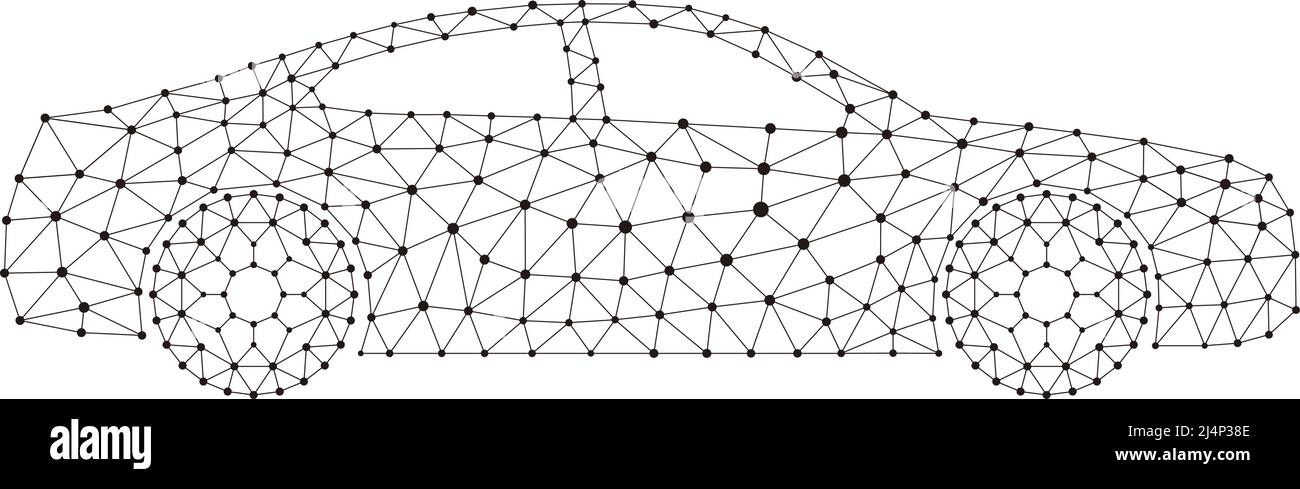 Concetto della vettura, punto e linea di composizione sono collegati ad una vettura Illustrazione Vettoriale