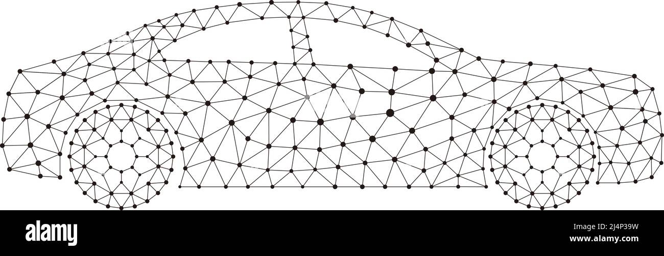 Concetto della vettura, punto e linea di composizione sono collegati ad una vettura Illustrazione Vettoriale