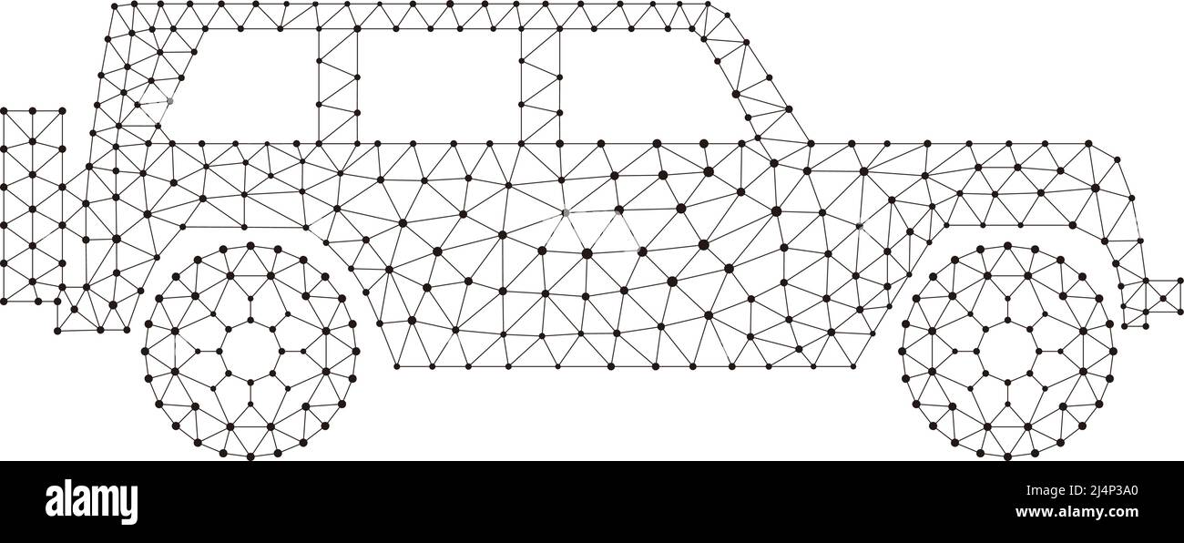Concetto della vettura, punto e linea di composizione sono collegati ad una vettura Illustrazione Vettoriale