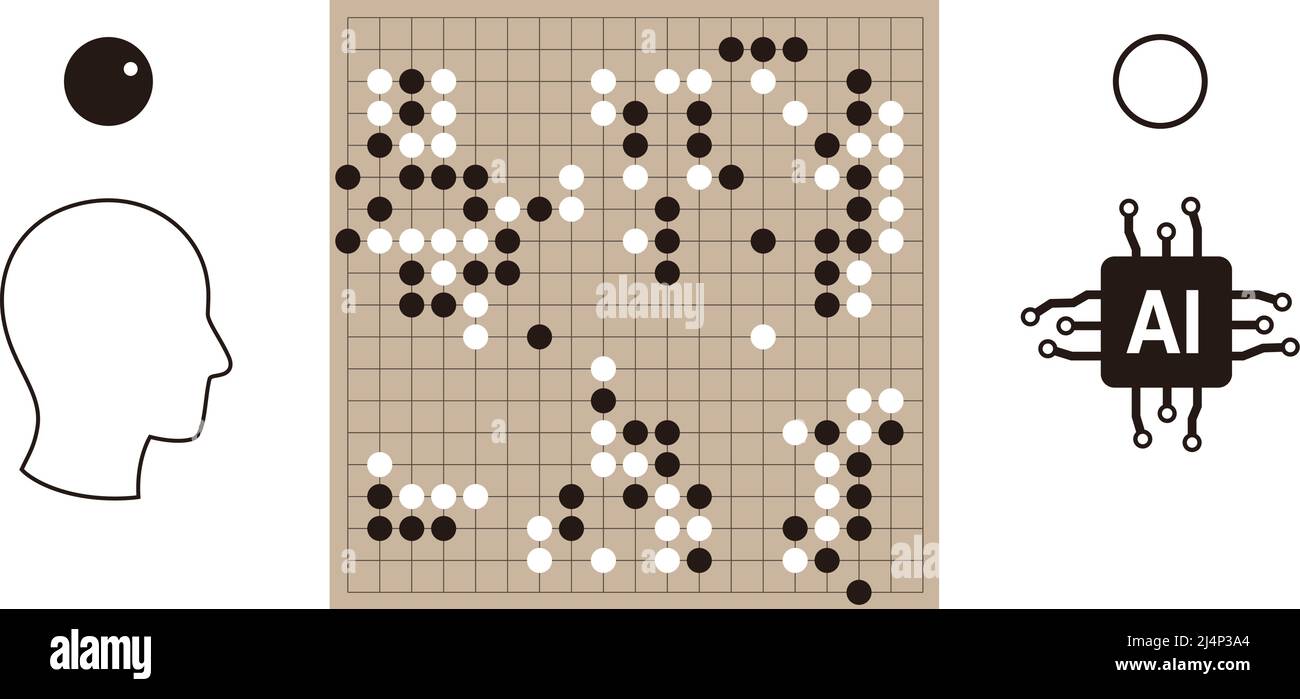 Gioco umano andare gioco con intelligenza artificiale vettore illustrazione Illustrazione Vettoriale