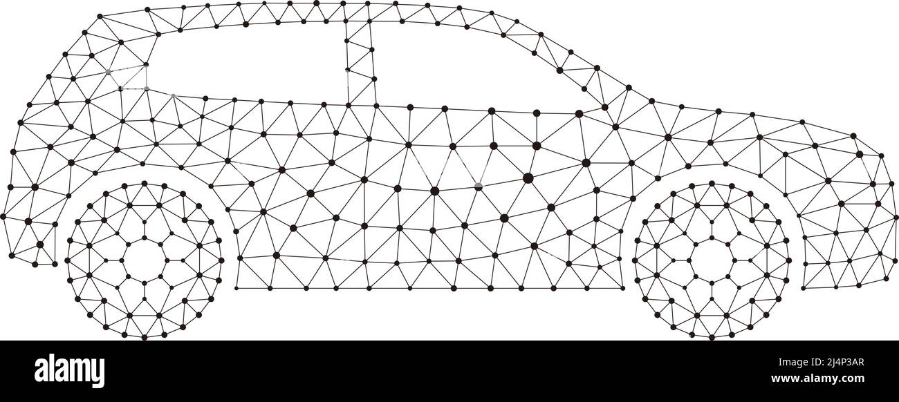 Concetto della vettura, punto e linea di composizione sono collegati ad una vettura Illustrazione Vettoriale