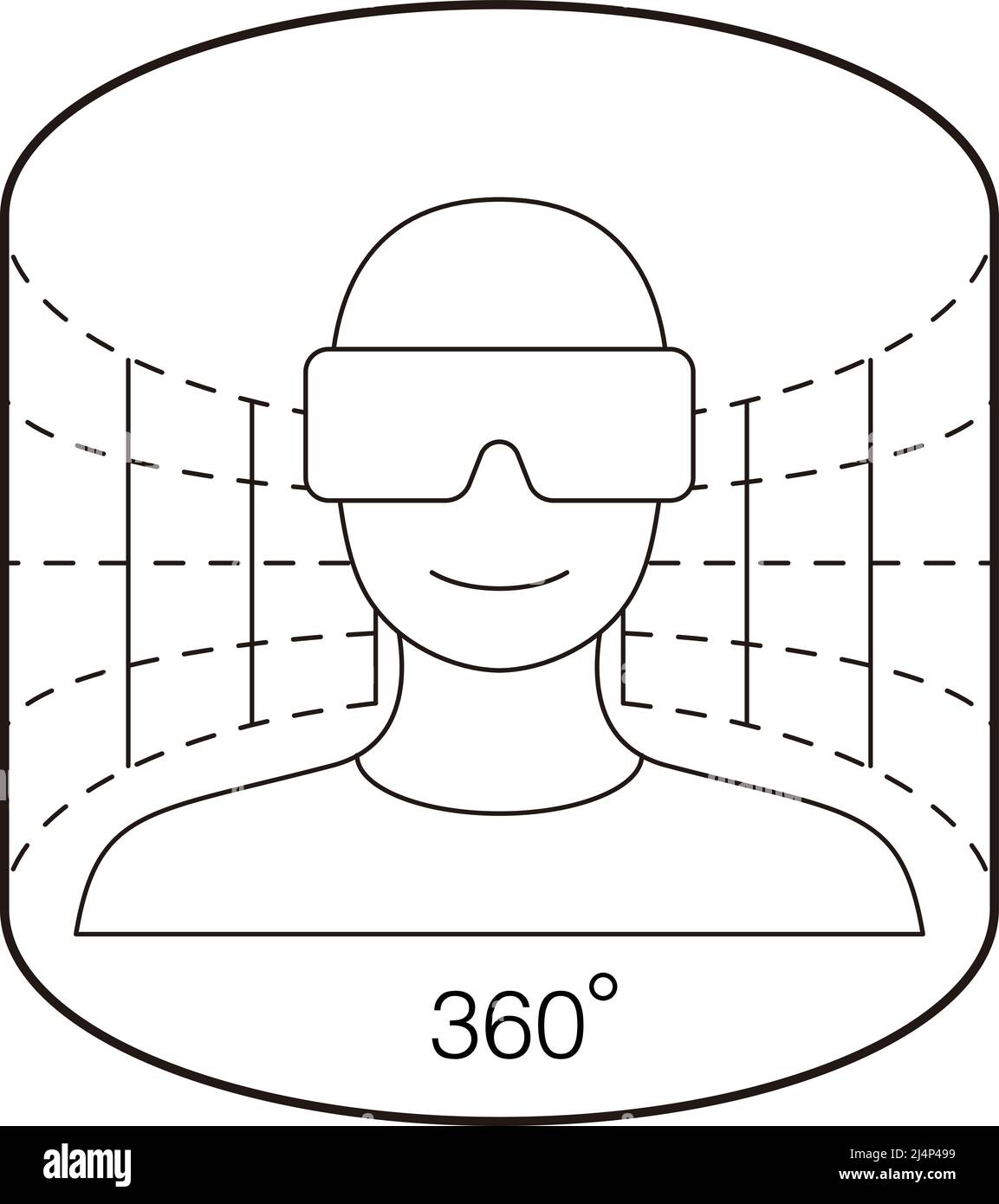 Concetti di realtà virtuale metaverse. Vista a 360 gradi, concetto di tecnologia futura. Illustrazione Vettoriale