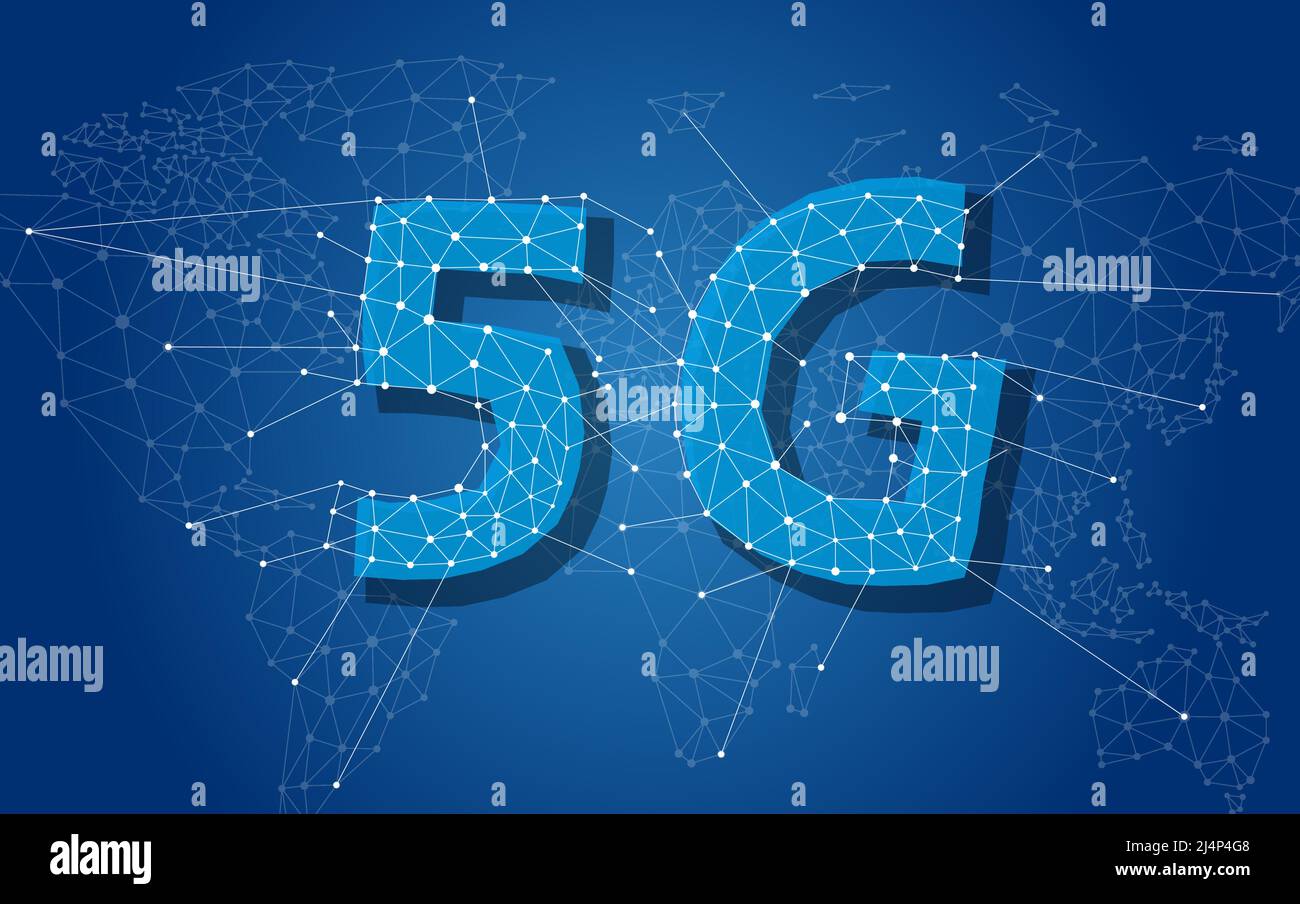 Sistemi wireless di rete mobile di 5G 5th generazione nel mondo. Tecnologie wireless e reti mobili Illustrazione Vettoriale