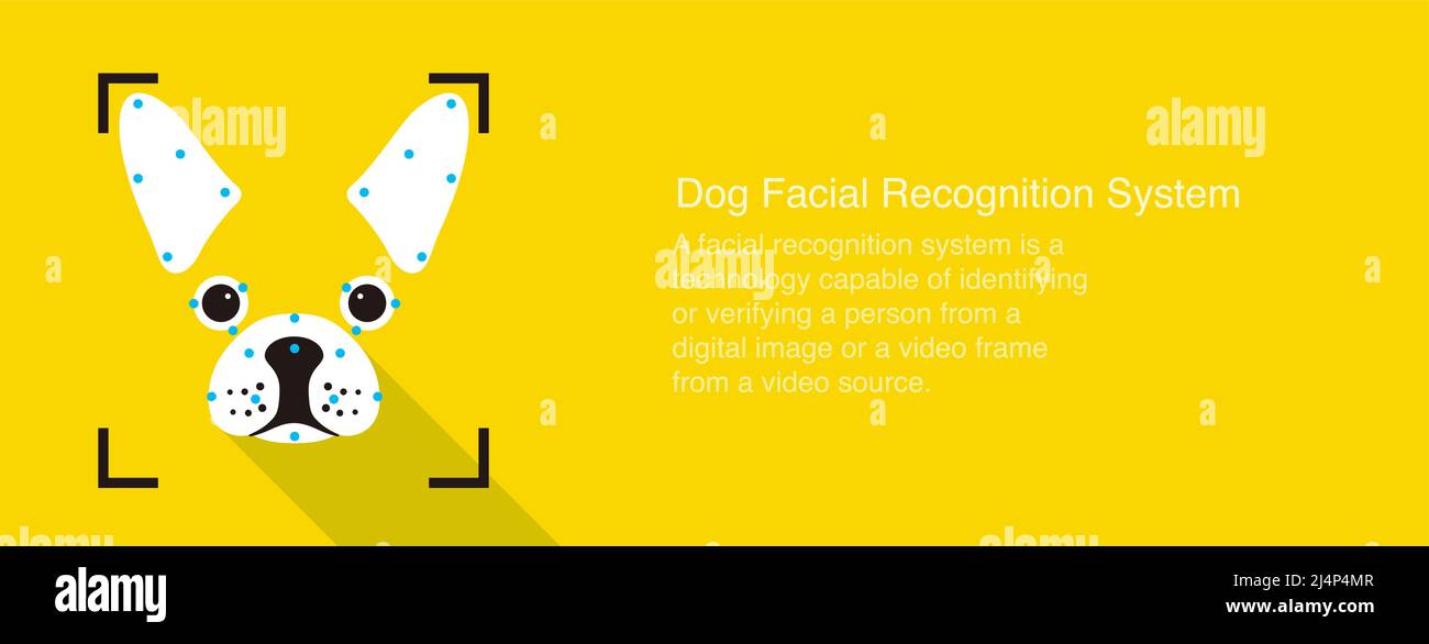 Dog Face ID, Face Recognition System, icone concettuali, scattare una foto Illustrazione Vettoriale