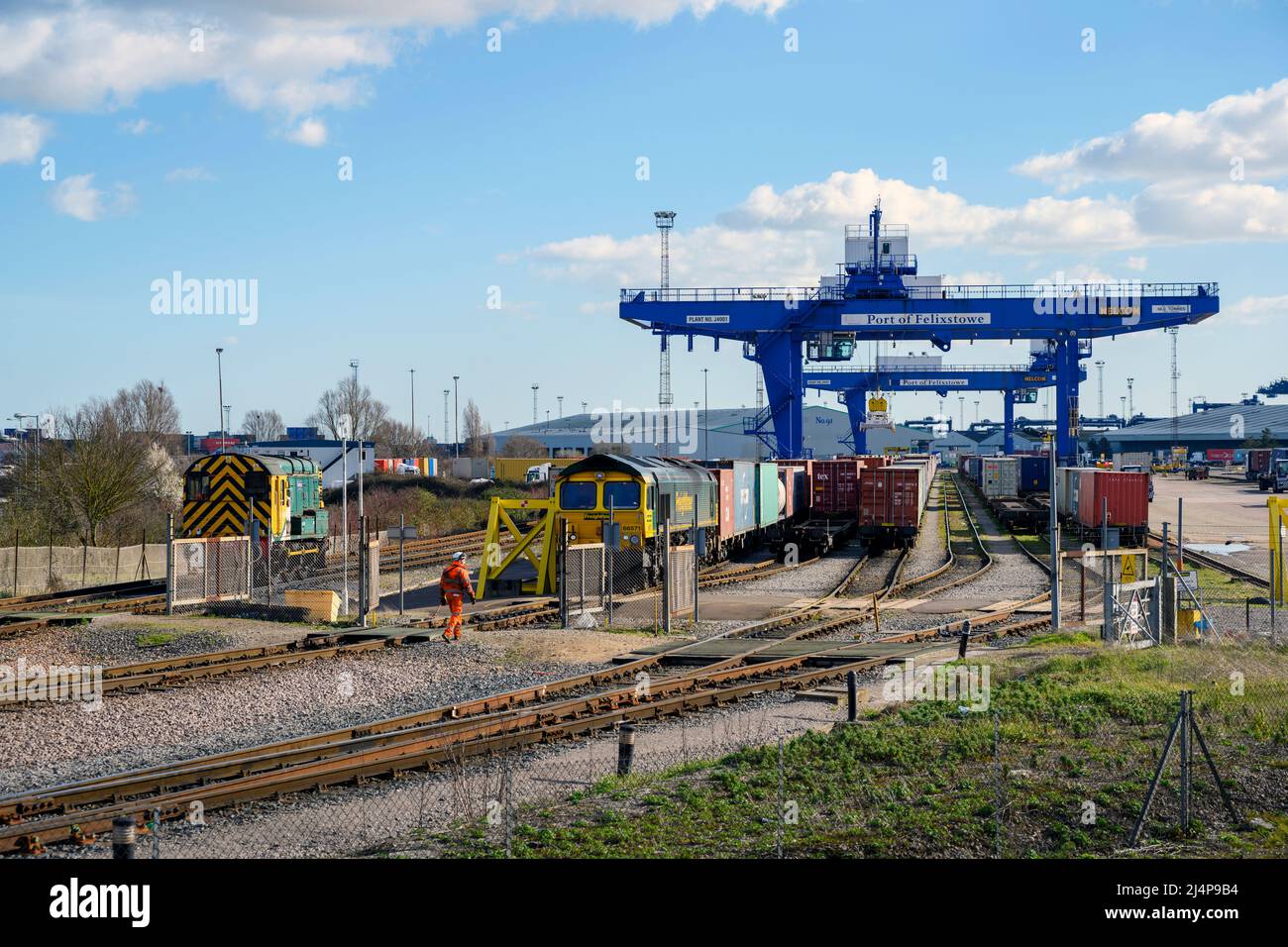 North Railway Container Terminal Porto di Felixstowe Suffolk Regno Unito Foto Stock