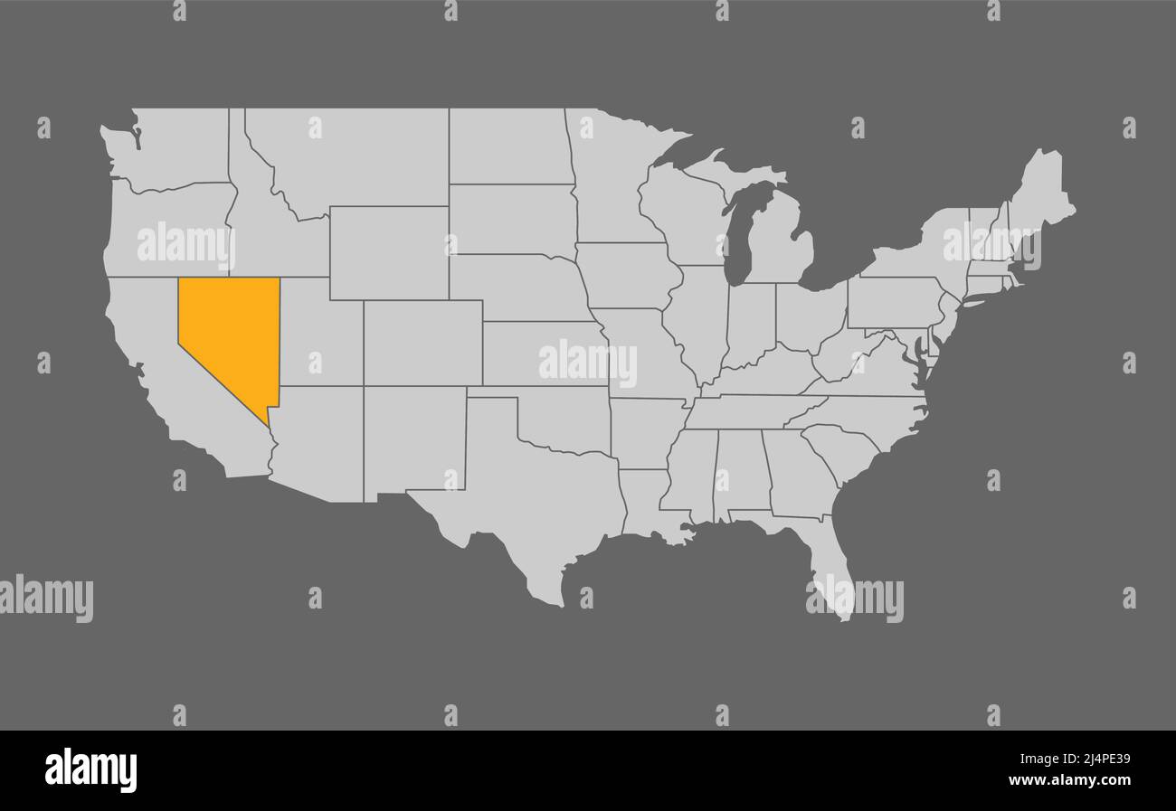 Mappa degli Stati Uniti con Nevada Highlight Illustrazione Vettoriale