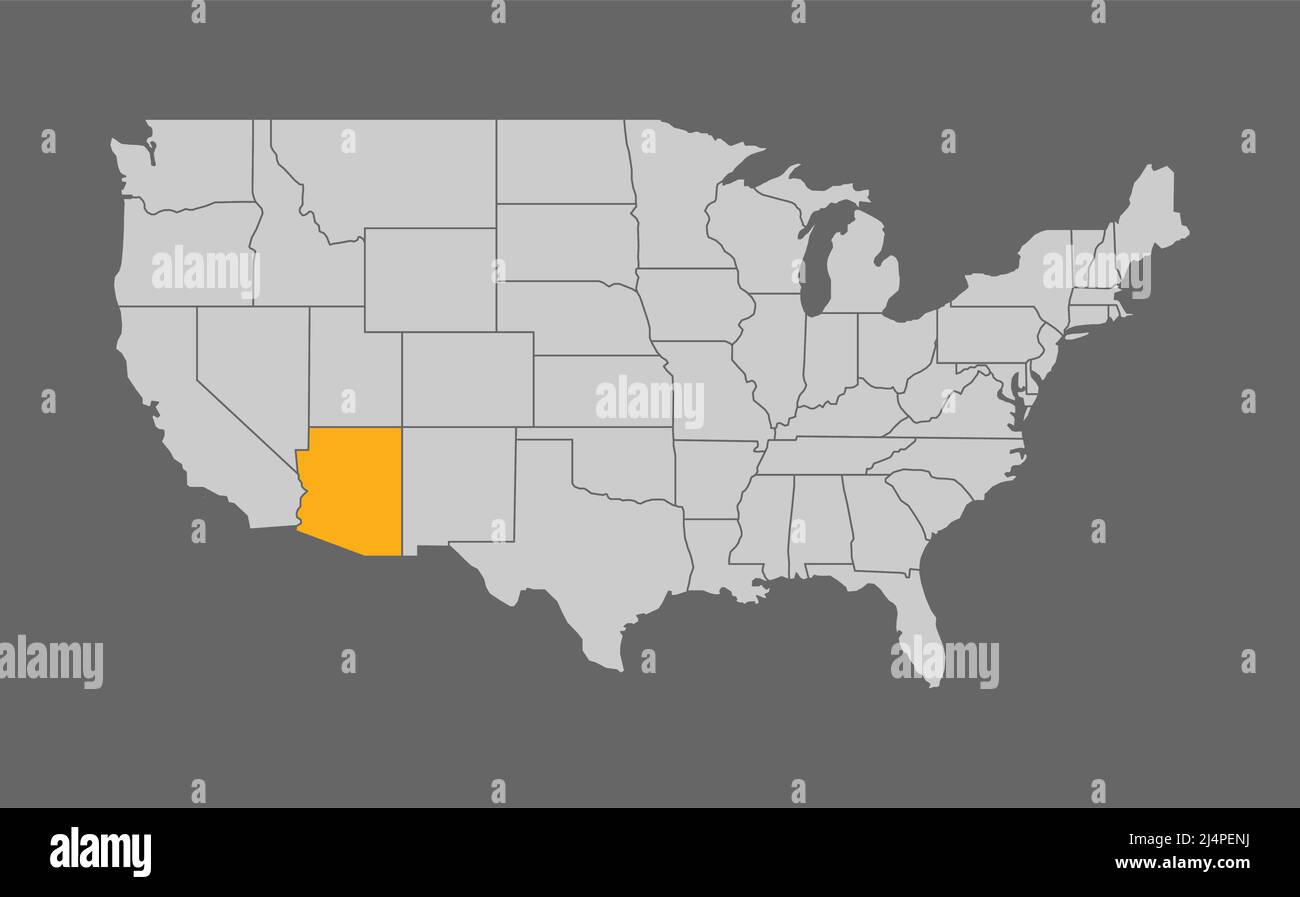 Mappa degli Stati Uniti con Arizona Highlight Illustrazione Vettoriale