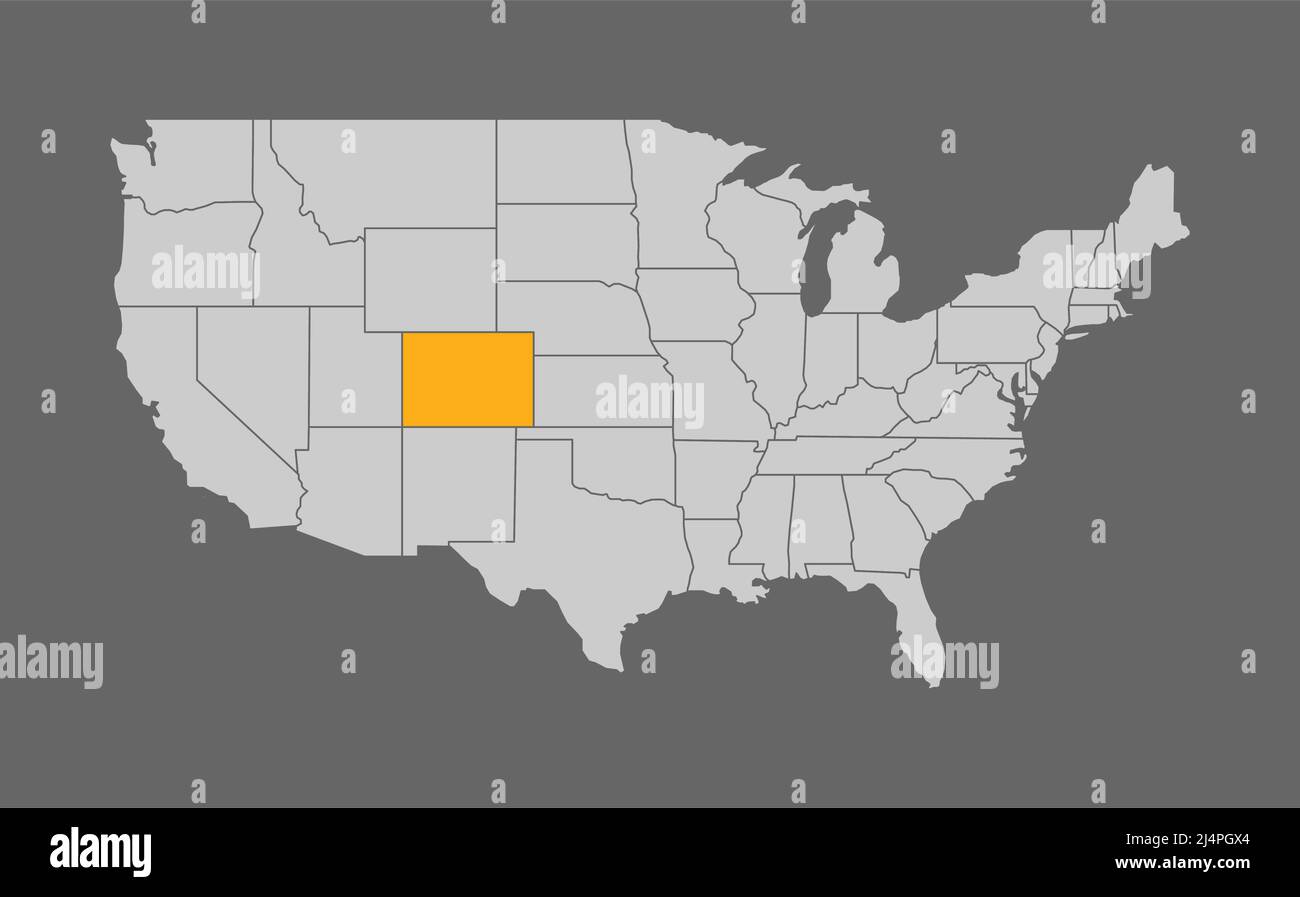 Mappa degli Stati Uniti con Colorado Highlight Illustrazione Vettoriale