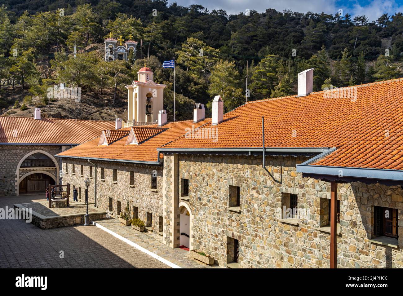 Aussenansicht des Kloster Kykkos im Troodos-Gebirge, Zypern, Europa | vista esterna del monastero di Kykkos, Cipro, Europa Foto Stock