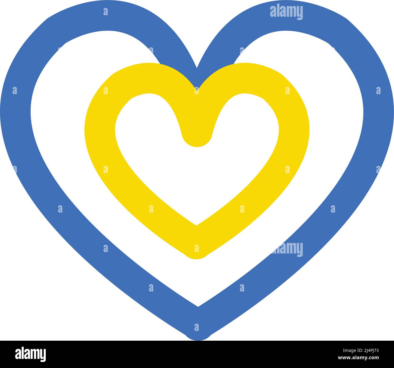 Amore elemento clipart Ucraina. Cuori vettoriali blu e giallo, colori pacifici della bandiera Ucraina Illustrazione Vettoriale