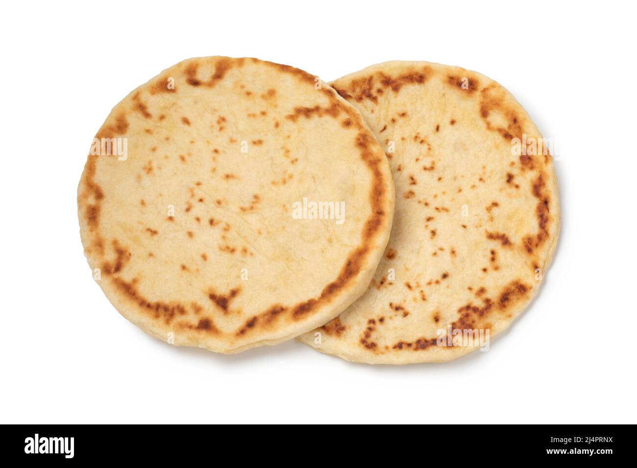 Coppia di tradizionale batbot marocchino pancake isolato su sfondo bianco Foto Stock