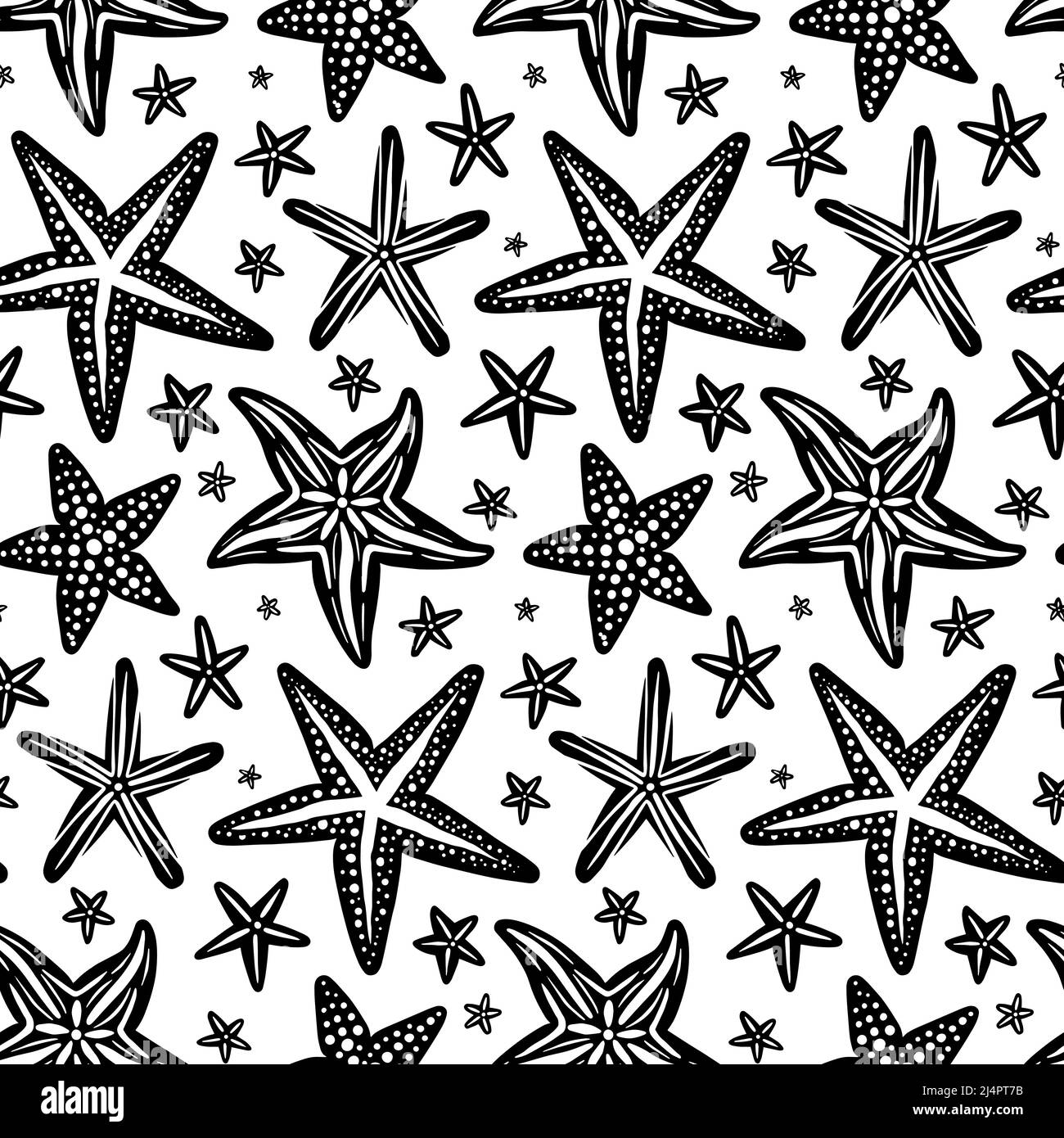 Motivo trasparente Starfish Vector bianco e nero Illustrazione Vettoriale