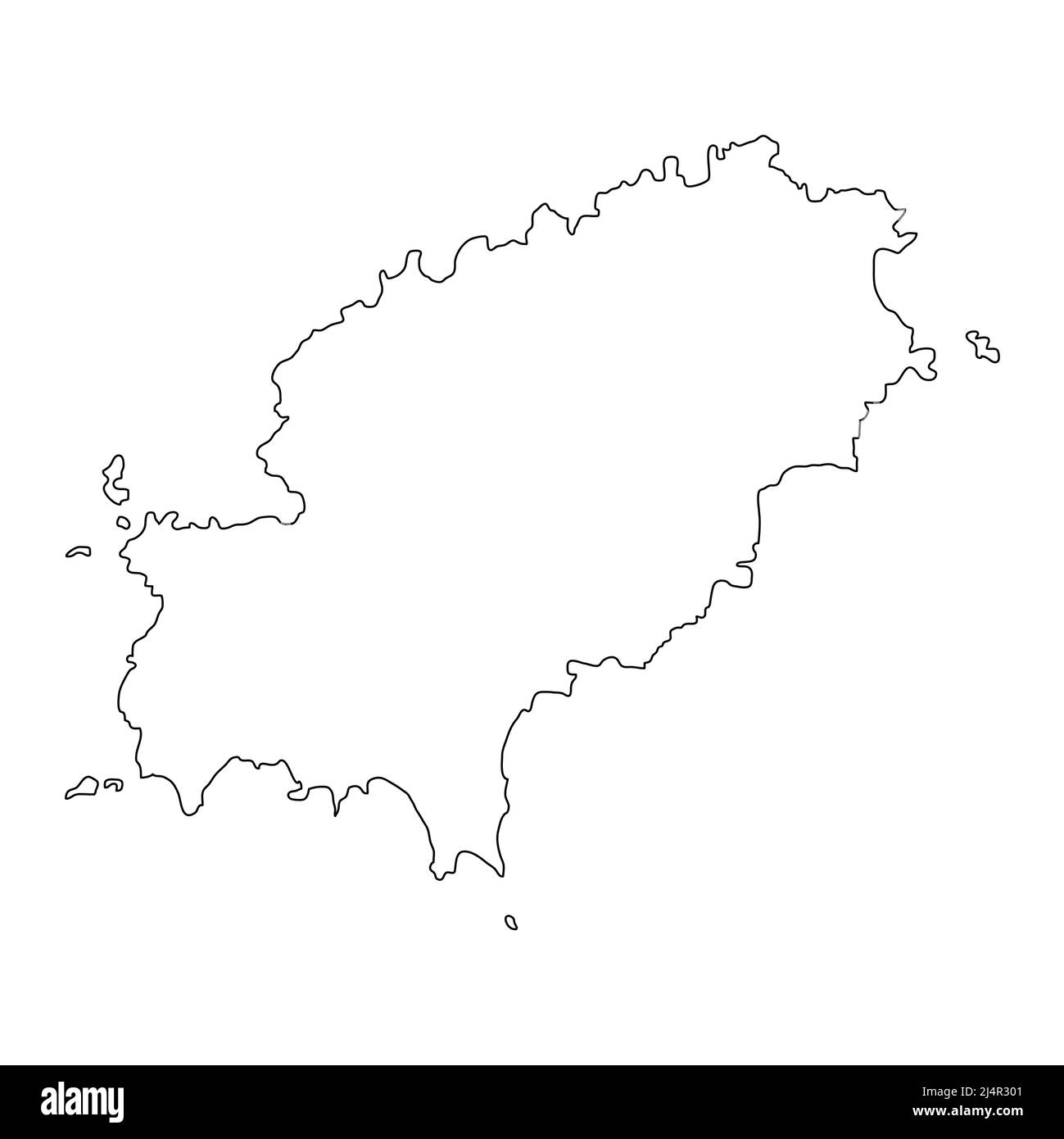 Ibiza alto dettaglio mappa isola, spagna regione segno piatto, web design vettore illustrazione . Illustrazione Vettoriale
